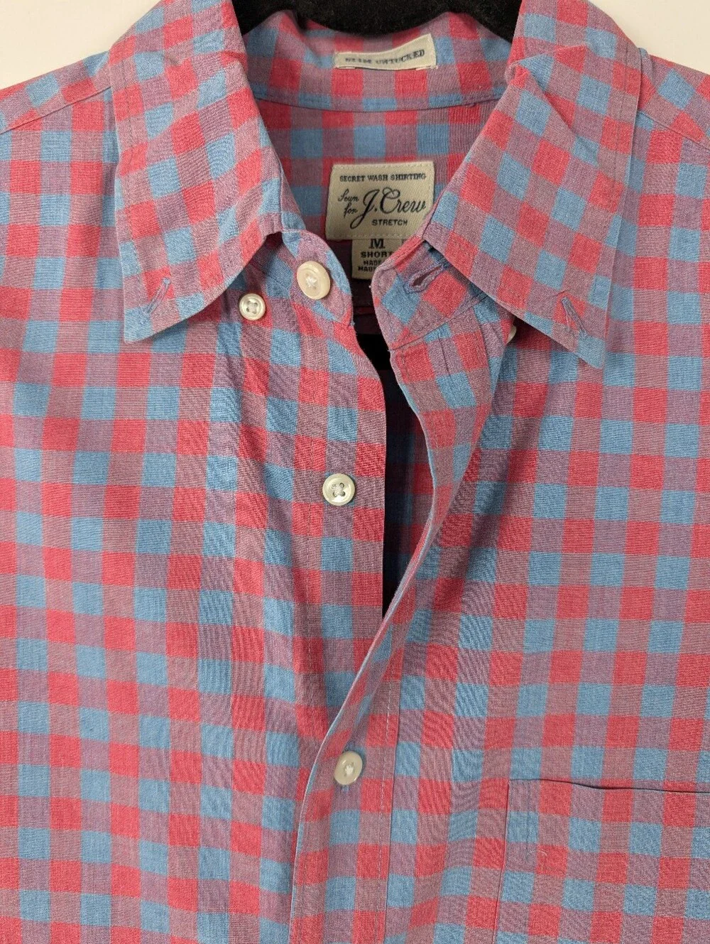 J. Crew Blue and Pink Check Button-Down Shirt